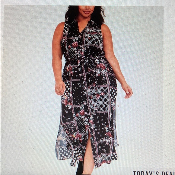 torrid Dresses & Skirts - TORRID NWT black patchwork maxi shirt dress size 2